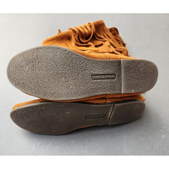 Women's Boot Size 10 Minnetonka Moccasin 1632 Brown Suede 3 Layer Tiered Fringe - Picture 5 of 8